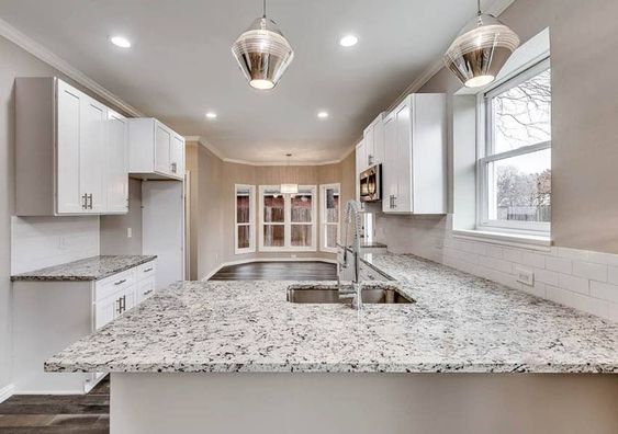 white dallas granite, dallas white kitchen, white granite kitchen