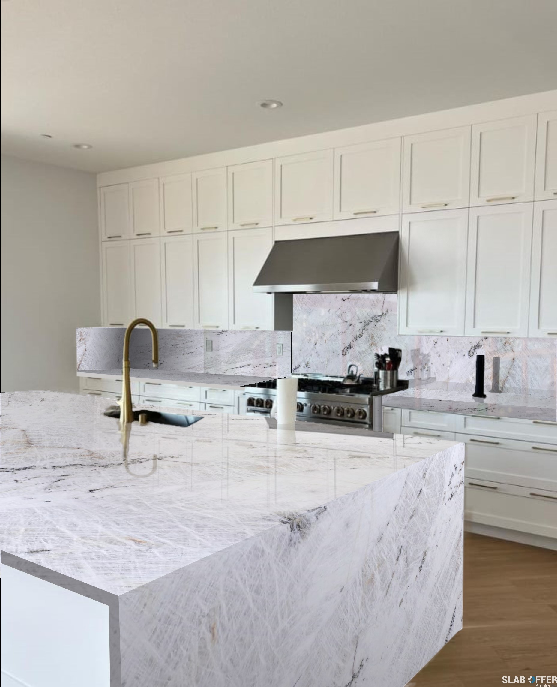 cristallo waterfall kitchen countertops