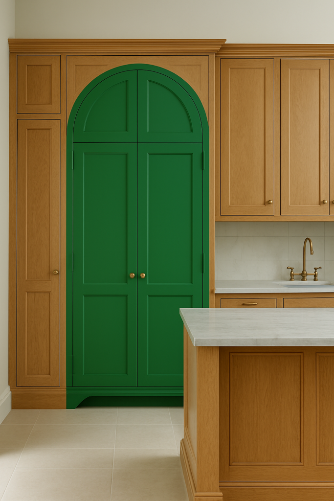 green arched larder cabinet