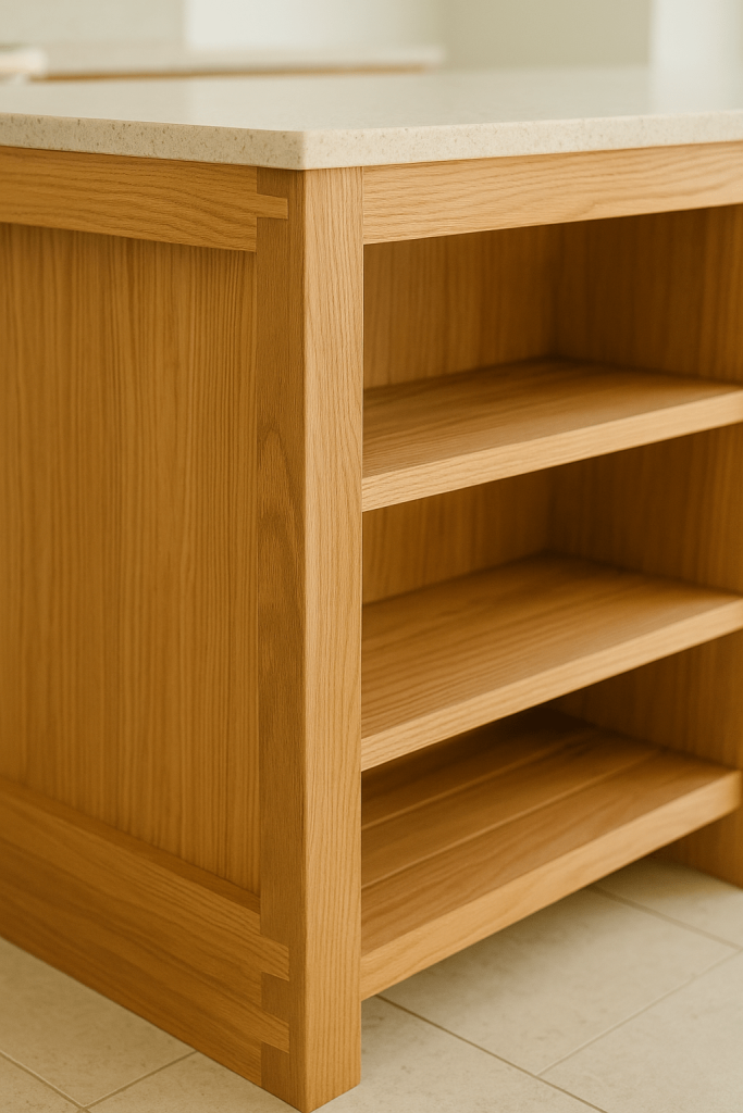 white kitchen countertop on storage cabinet