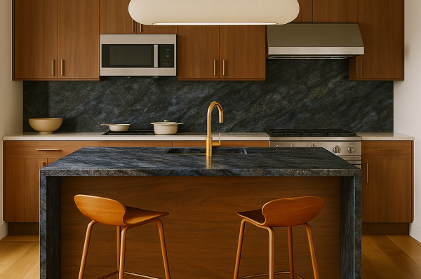 blue granite kitchen countertop backsplash