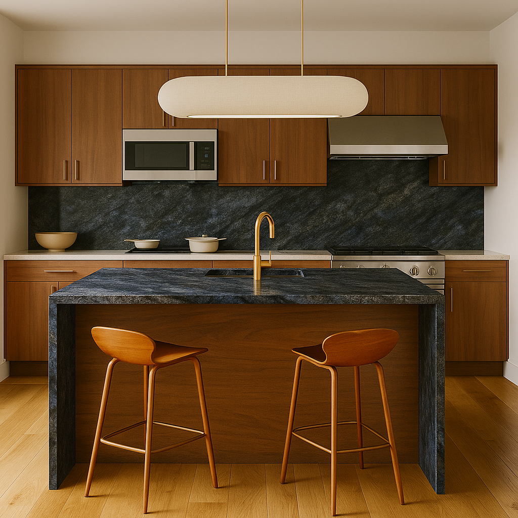 blue granite kitchen countertop backsplash