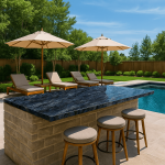 outdoor bar next to pool