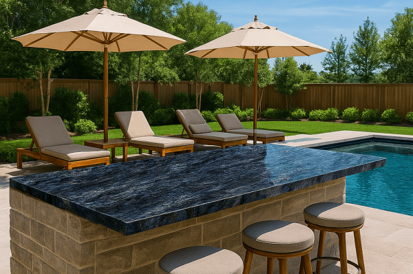 outdoor bar next to pool